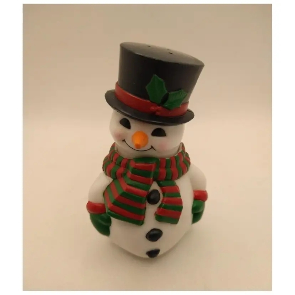 Festive Snowman Figurine with Black Hat and Red Scarf